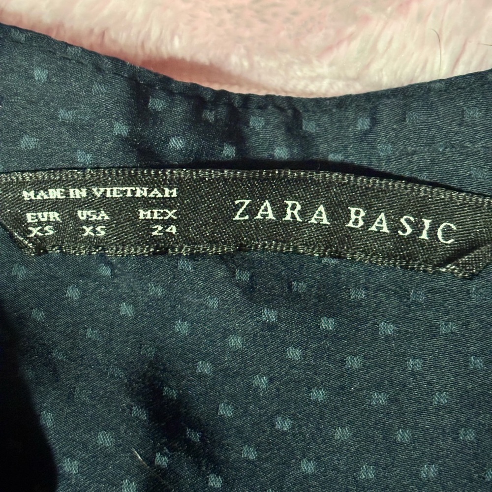 Zara Navy blouse with blue dots xs #business casual - Picture 10 of 11